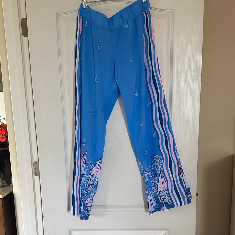 Lilly Pulitzer Blue Pink Striped Nautical Pants